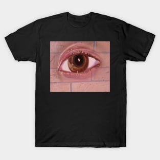 eye peering out from a brick wall T-Shirt